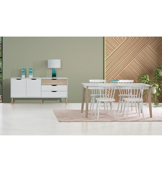 APARADOR 2P+2GAV FARO - BRANCO/CARVALHO