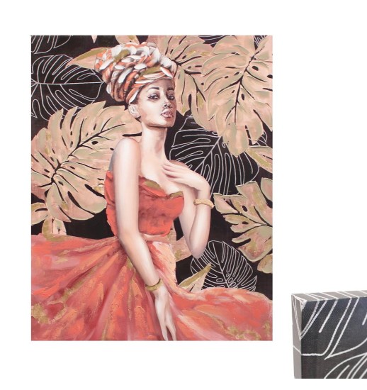 QUADRO TELA FIGURA SENHORA VESTIDO...