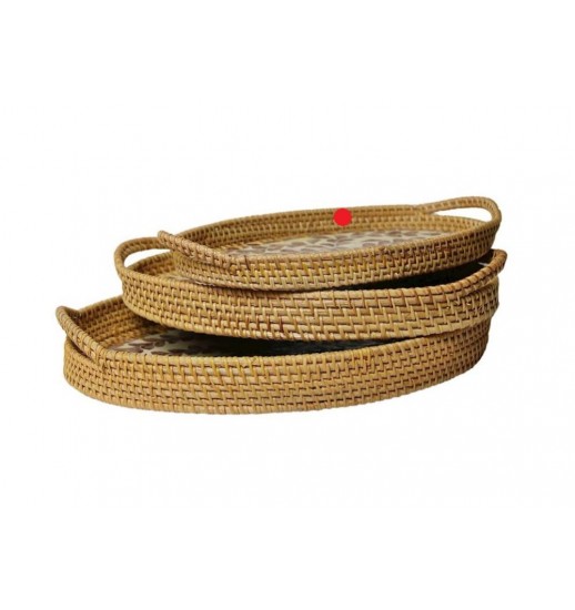 TABULEIRO PEQUENO OVAL RATAN C/ FUNDO...