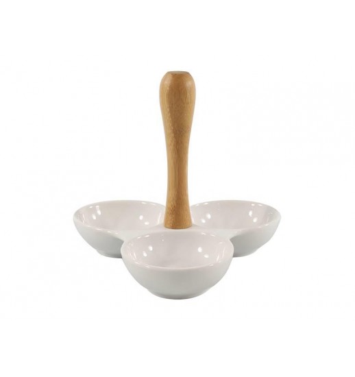 PRATO APERITIVO BRANCO 3 DIVIS. PEGA...