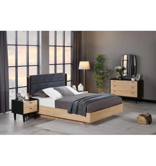 CAMA CASAL 200*150 TETA BLACK + OAK