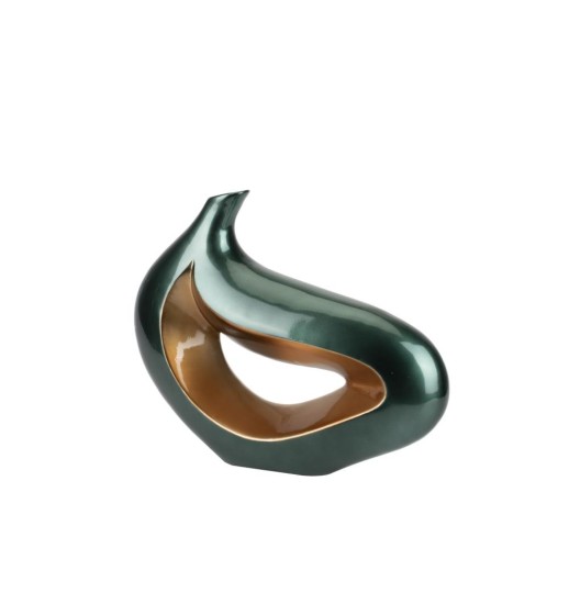 JARRA CERAMICA LACADA VERDE/OURO...