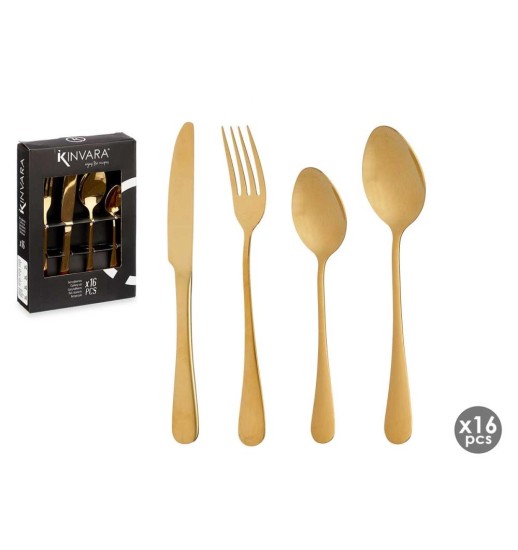 FAQUEIRO 16 PEÇAS AÇO DOURADO - 86917