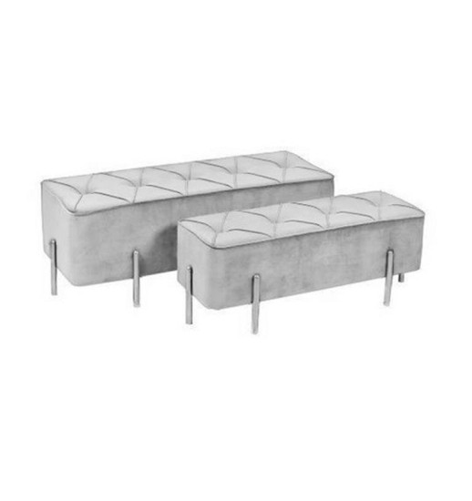 BANQUETA CINZA PEQUENA C/PES METAL...
