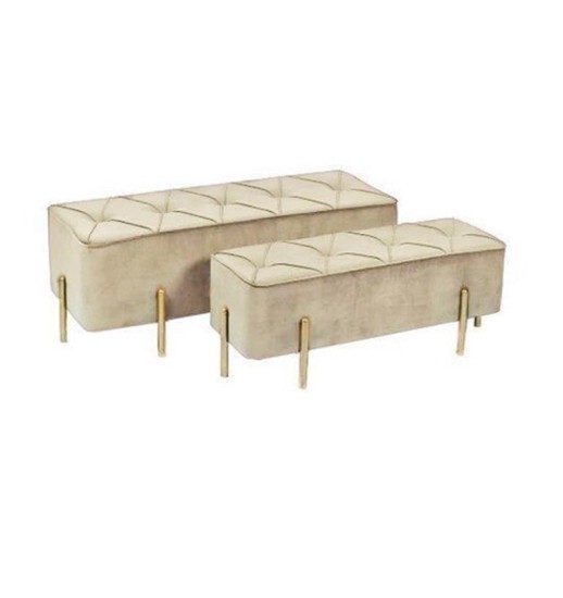 BANQUETA BEGE PEQUENA C/PES METAL...