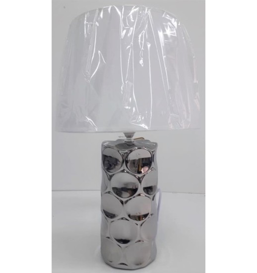 CANDEEIRO BASE CERAMICA PRATEADA...