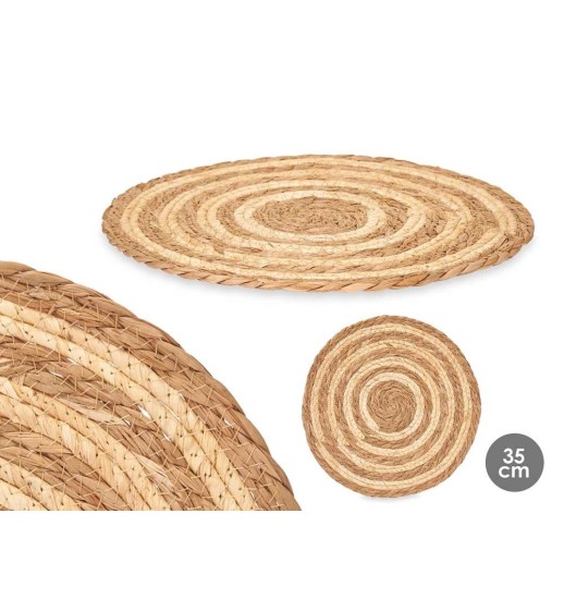 INDIVIDUAL ESPARTO BEGE/CASTANHO...