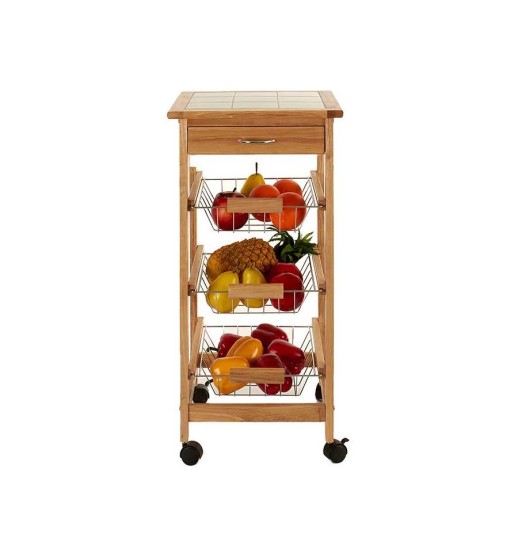 CARRINHO MADEIRA C/3 CESTOS METAL +...