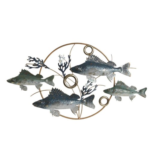 DECORACAO DE PAREDE METAL PEIXES AZUL...