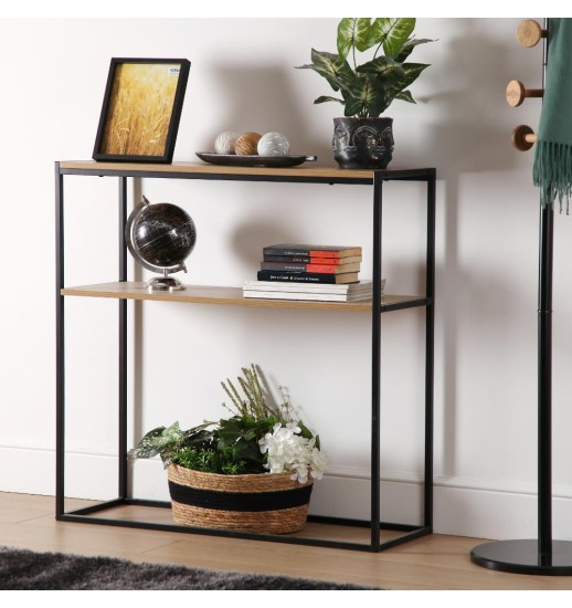 CONSOLA BLOSSOM MADEIRA/METAL PRETO...