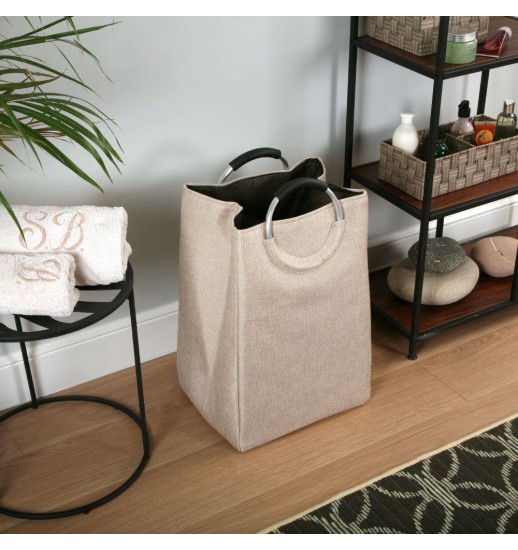 CESTO DE ROUPA C/ASA 46*30*55CM BEGE...