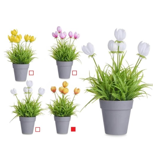 VASO C/TULIPAS LARANJA 14*14*21CM -...