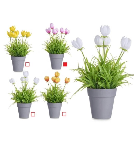 VASO C/TULIPAS ROSA 14*14*21CM -...