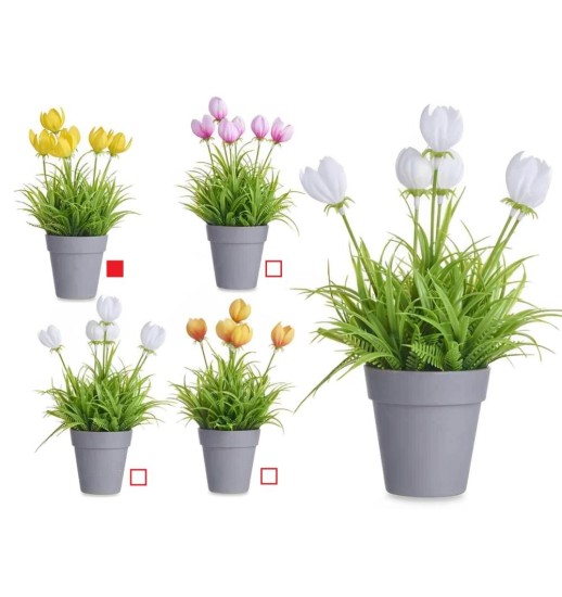 VASO C/TULIPAS AMARELAS 14*14*21CM -...