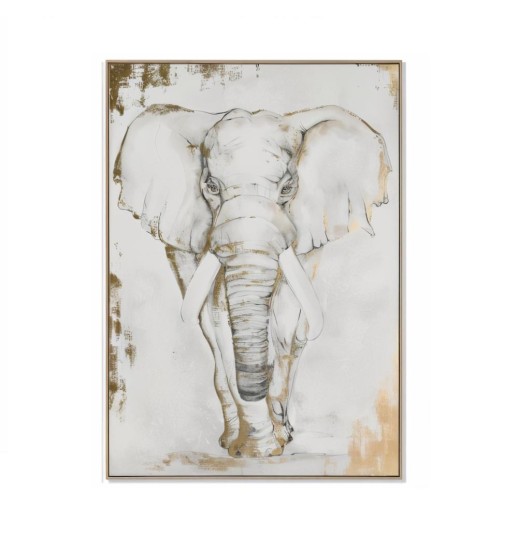 QUADRO TECIDO TELA ELEFANTE TROMBA...