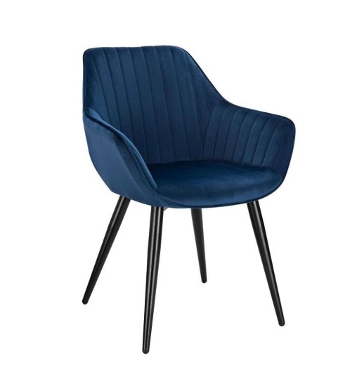 CADEIRA BASE METAL ESTOFADA AZUL -...