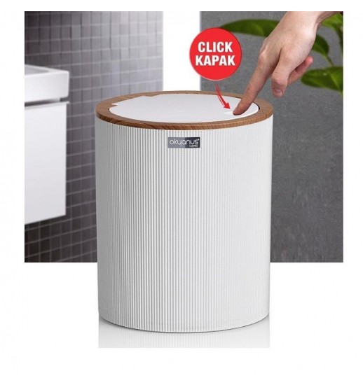 BALDE LIXO BRANCO E MADEIRA 5LT -...