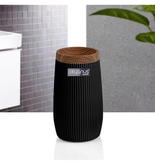 COPO WC PRETO E MADEIRA - 099865245