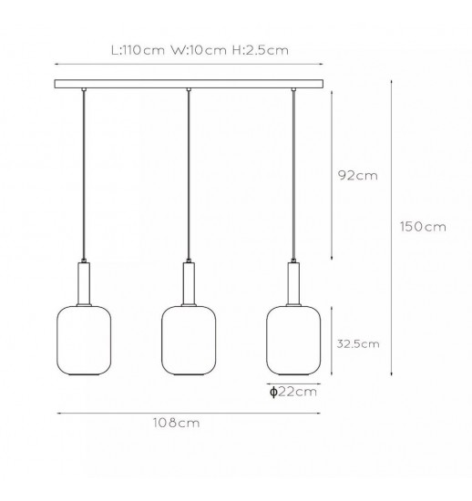 CANDEEIRO SUSPENSO JOANET 3*E27...