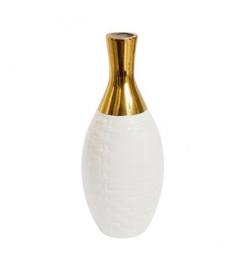 JARRA DECORATIVA BRANCO/ DOURADO 47CM...