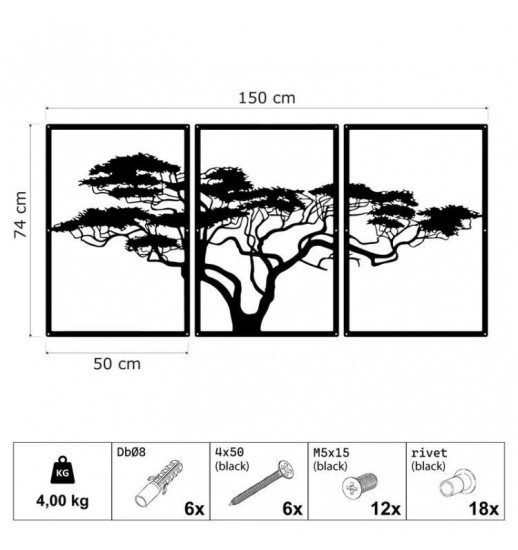 QUADRO AFEIRA METAL WALL AFRIKA AGACI...