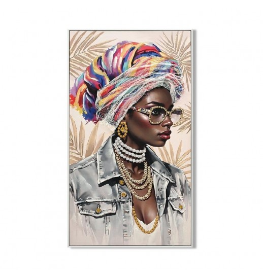QUADRO TECIDO TELA MDF AFRICANA OLHAR...