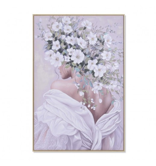 QUADRO TECIDO TELA MENINA DAS FLORES...