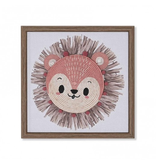 QUADRO TECIDO TELA RAFIA RAPOSA...