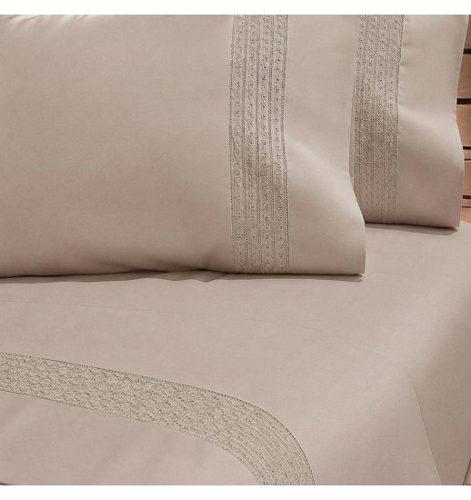 JOGO DE CAMA CASAL 200 TAUPE 280*290...