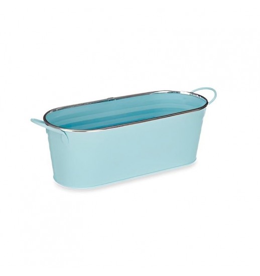 VASO OVAL GRANDE AZUL BORDA PRATEADA...