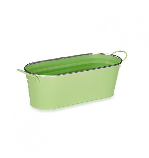 VASO OVAL GRANDE VERDE BORDA PRATEADA...